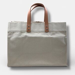 Tag & Crew Canvas Manhattan Tote Bag with Light Brown Leather Handles